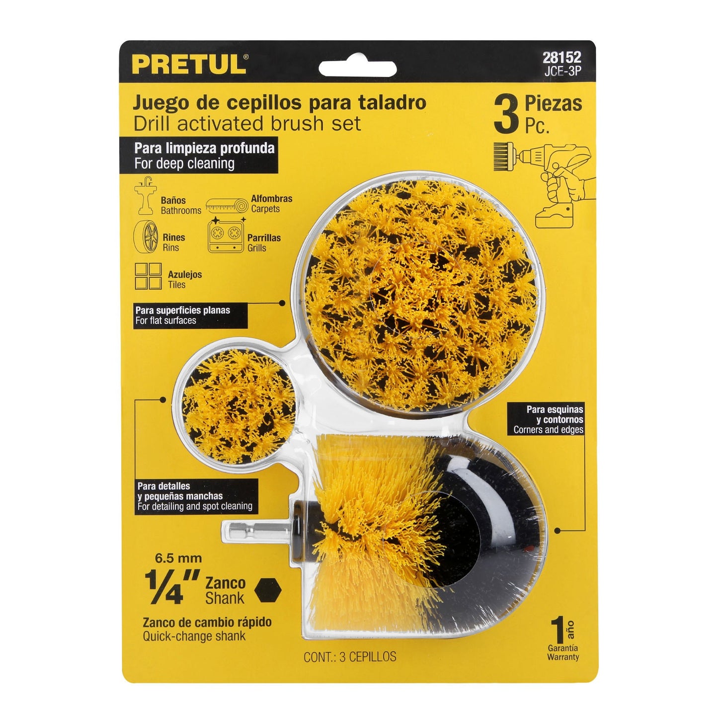 JUEGO De CEPILLOS TRUPER PARA TALADRO - 3 PIEZAS