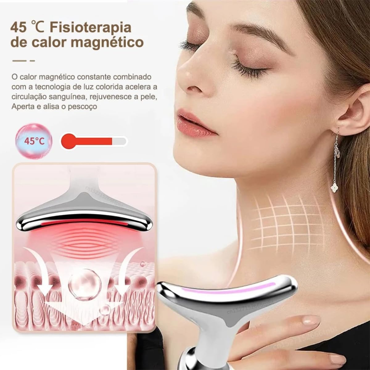 MASAJEADOR REJUVENECEDOR INFRAROJO ANTI ARRUGAS -  CROMOTERAPIA LED PARA ROSTRO Y CUELLO