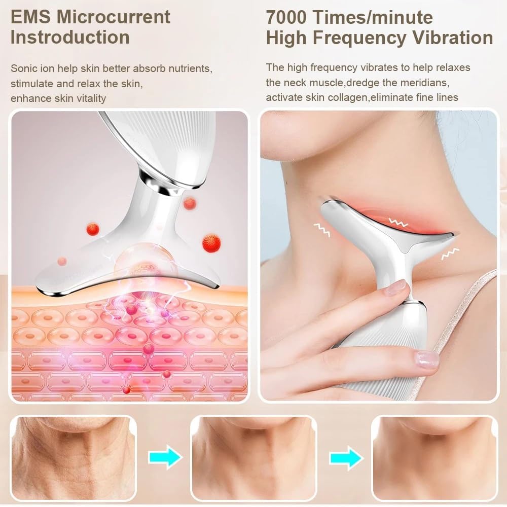 MASAJEADOR REJUVENECEDOR INFRAROJO ANTI ARRUGAS -  CROMOTERAPIA LED PARA ROSTRO Y CUELLO